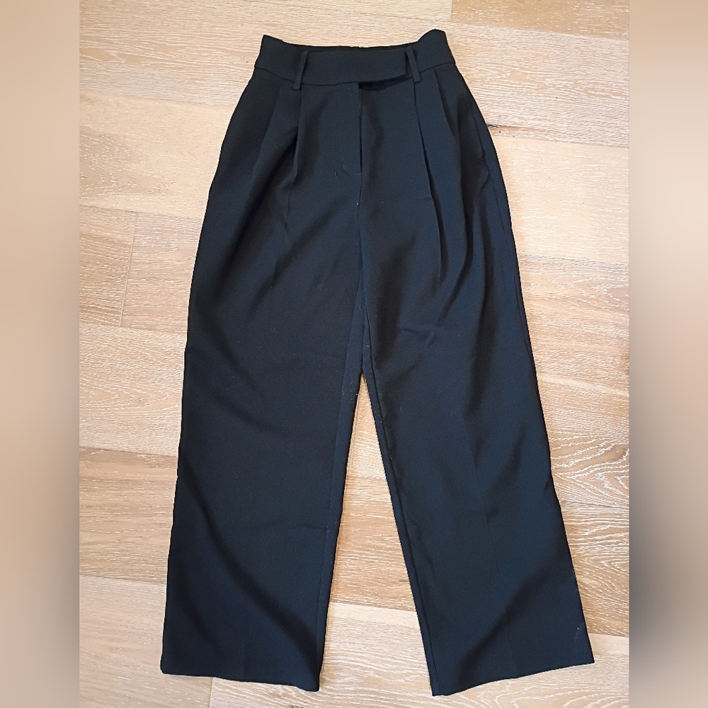 OAK + FORT Black Trousers with Branded Waist Label